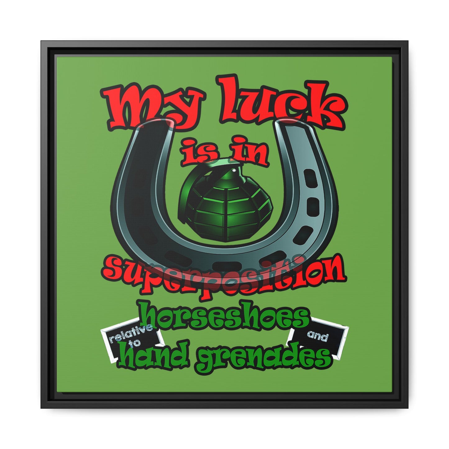 my luck - framed canvas art (green)