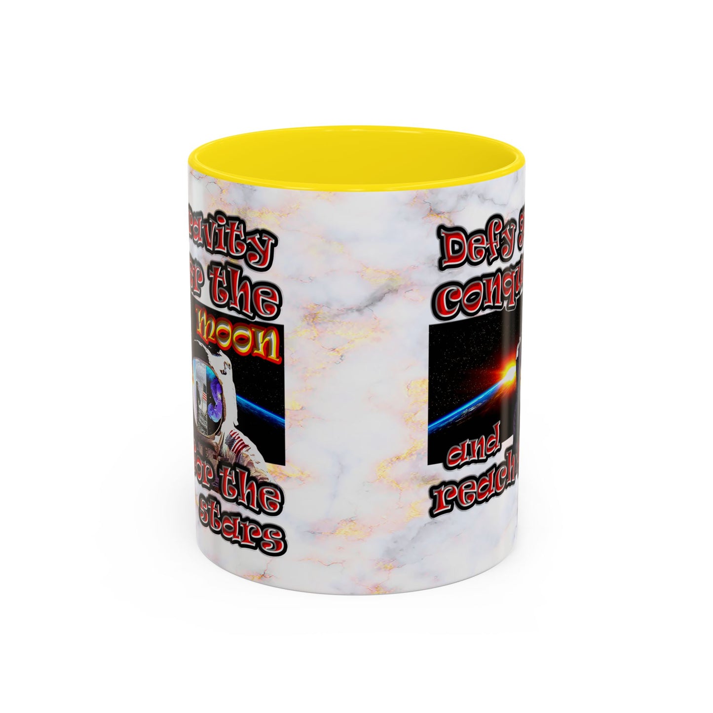 defy conquer reach - Accent Mug (white marble)