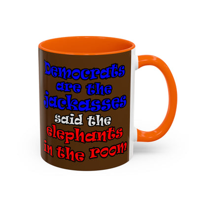 donkeys and elephants - Accent Mug (brown)