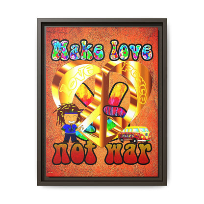 love peace - framed canvas art (burnt orange)