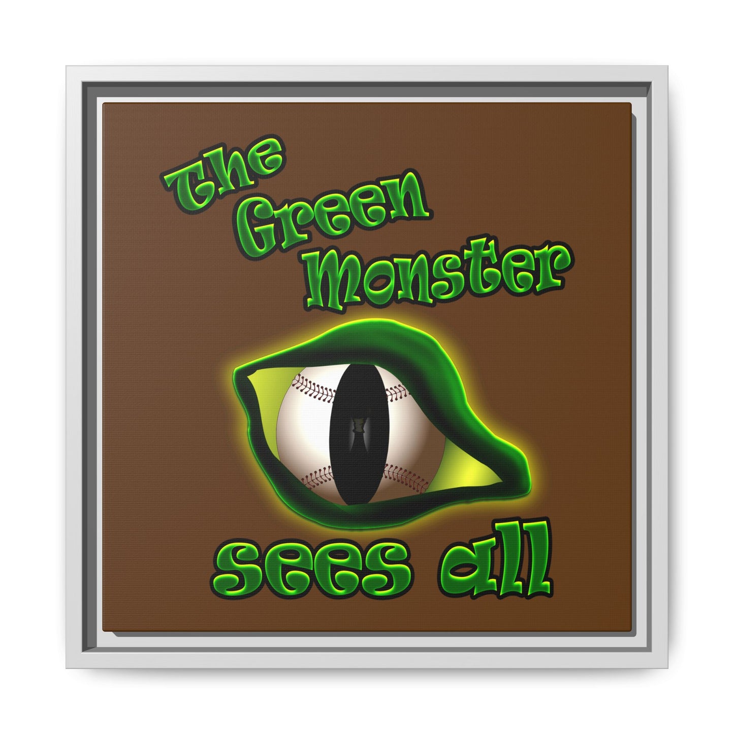 green monster - framed canvas art (brown)