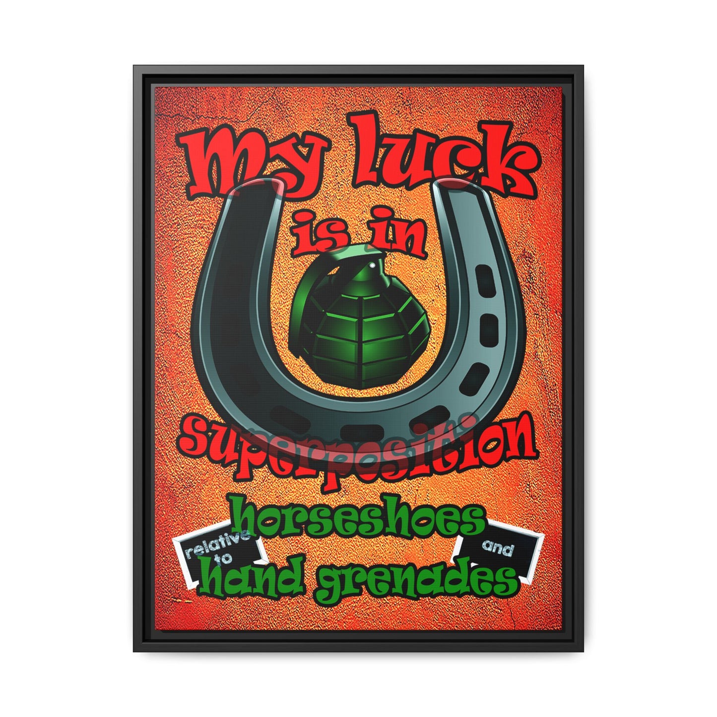 my luck - framed canvas art (burnt orange)
