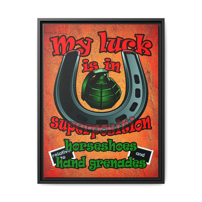 my luck - framed canvas art (burnt orange)