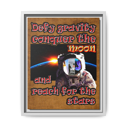 defy conquer reach - framed canvas art (brown papyrus)