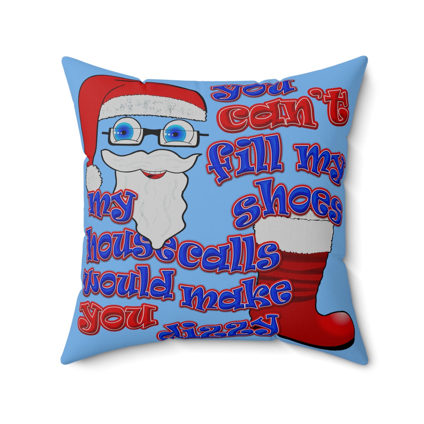 santa's shoes - Spun Polyester Square Pillow - (light blue)