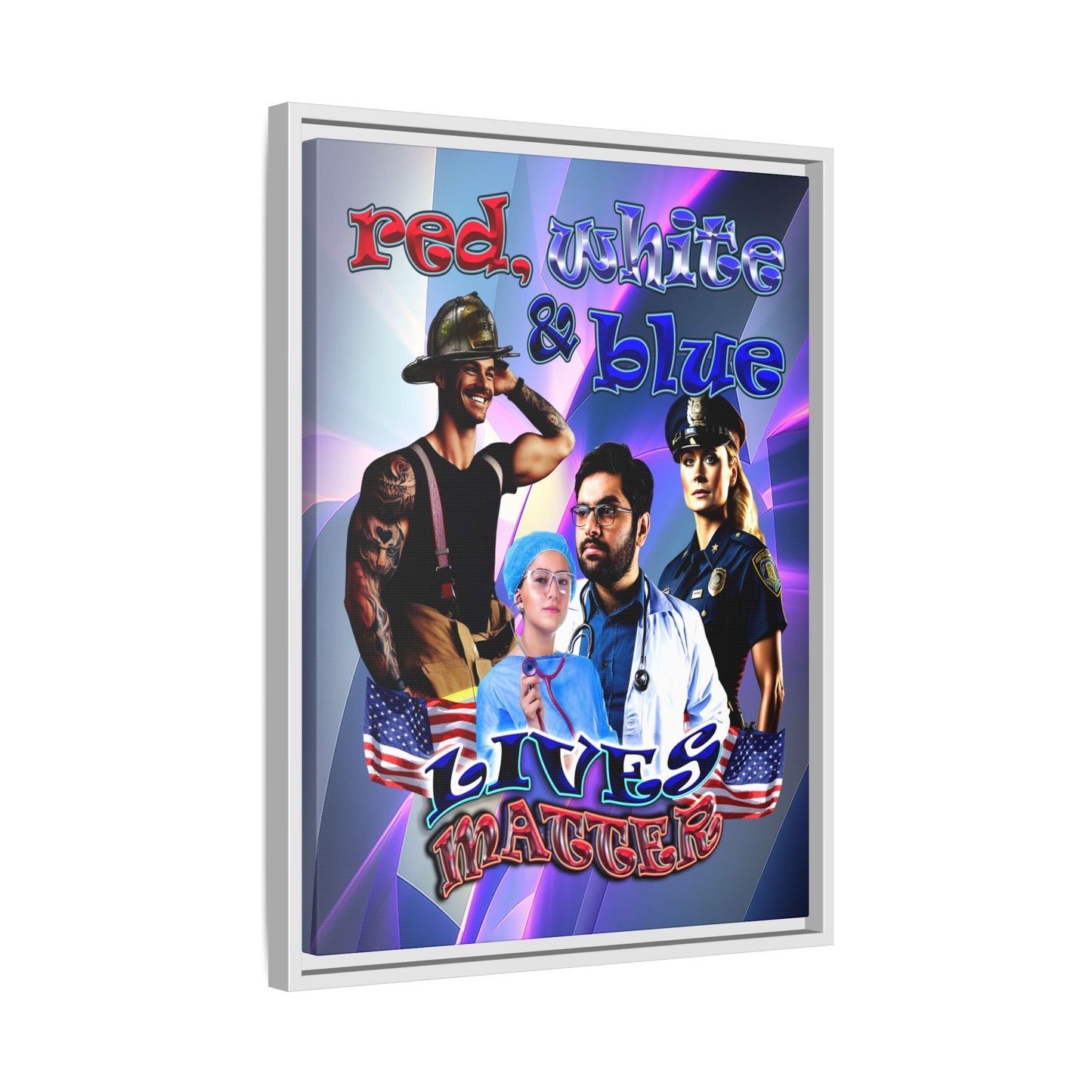 rw&b lives matter - framed canvas art (grey-pink wave)