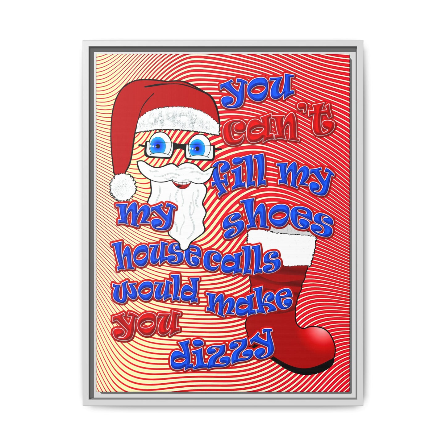 santa's shoes - framed canvas art (yellow-orange wave)