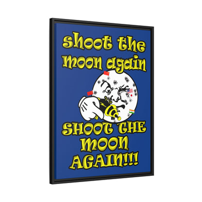 shoot the moon again - framed canvas art (dark blue)