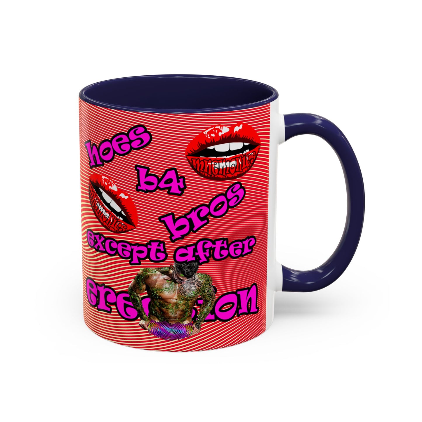 hoes b4 bros - Accent Mug (yellow-orange wave)