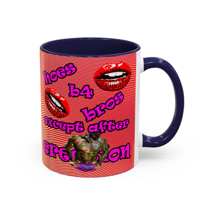 hoes b4 bros - Accent Mug (yellow-orange wave)
