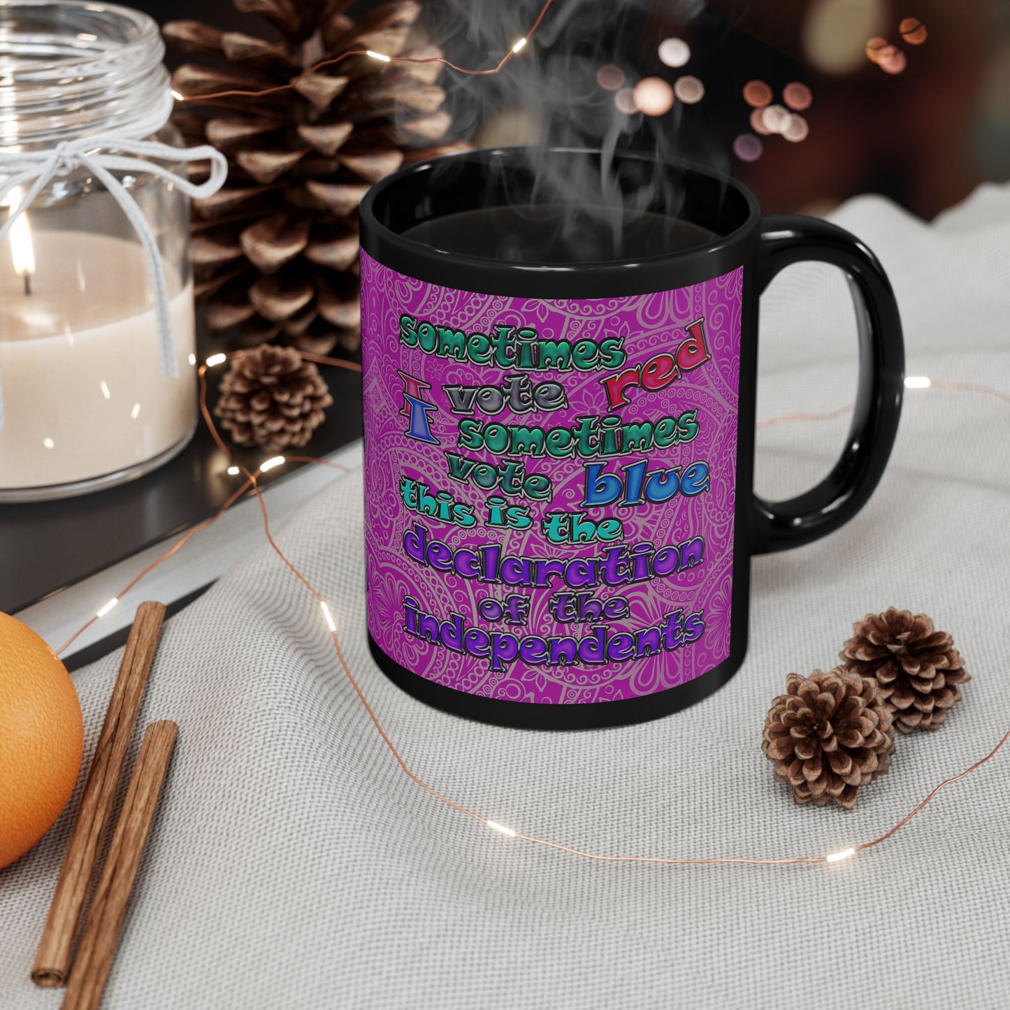 declaration of the independents - Black Mug (pink swirl)