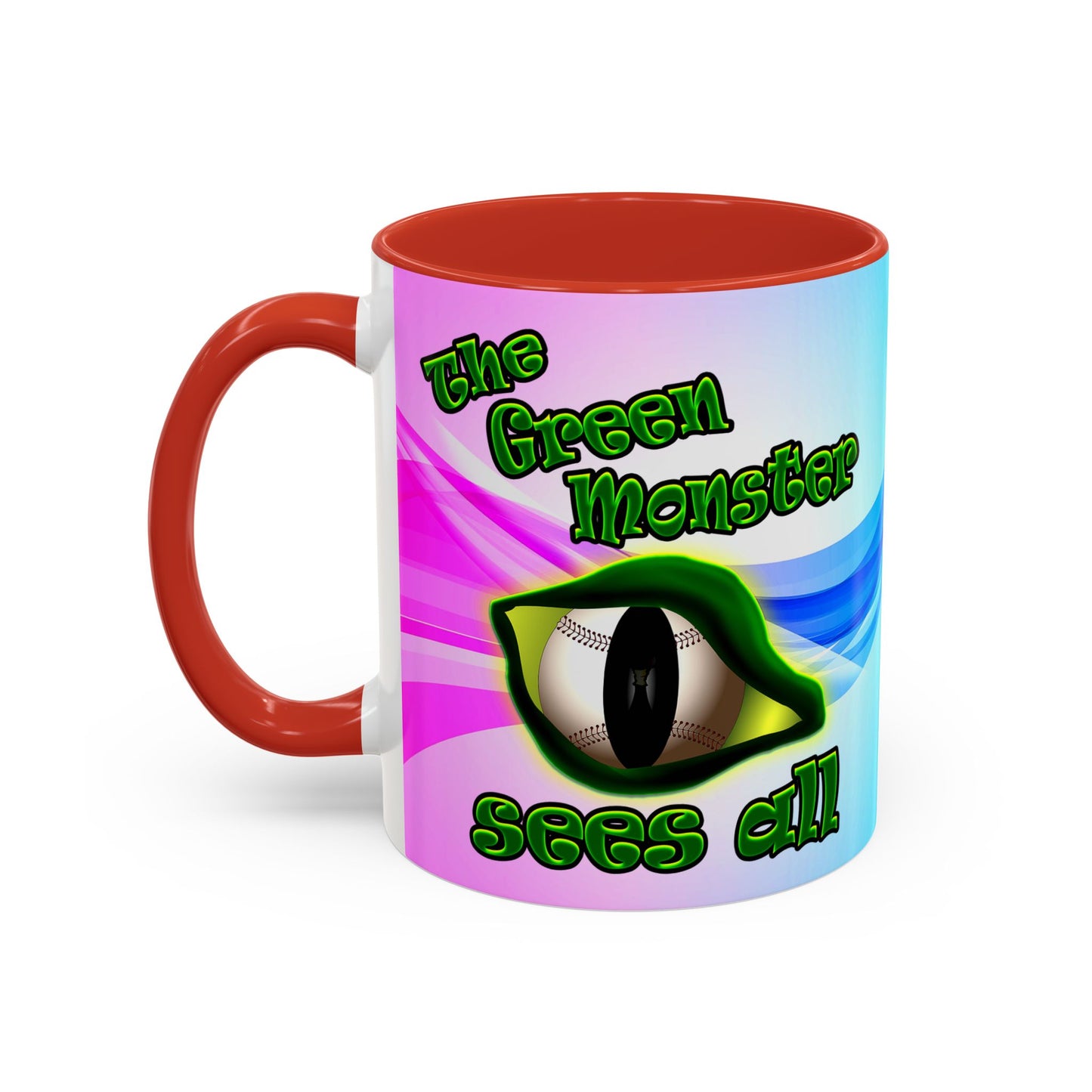green monster - Accent Mug (light blue-pink wave)