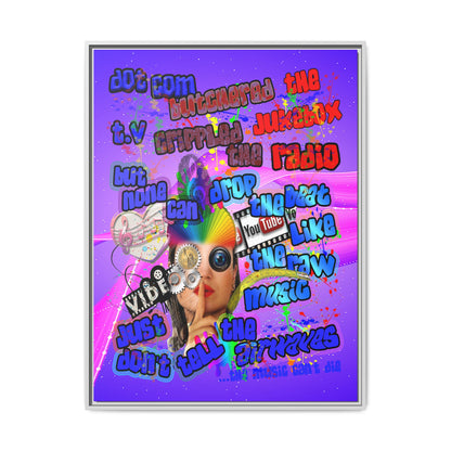 drop the beat - framed canvas art (purple-pink wave)