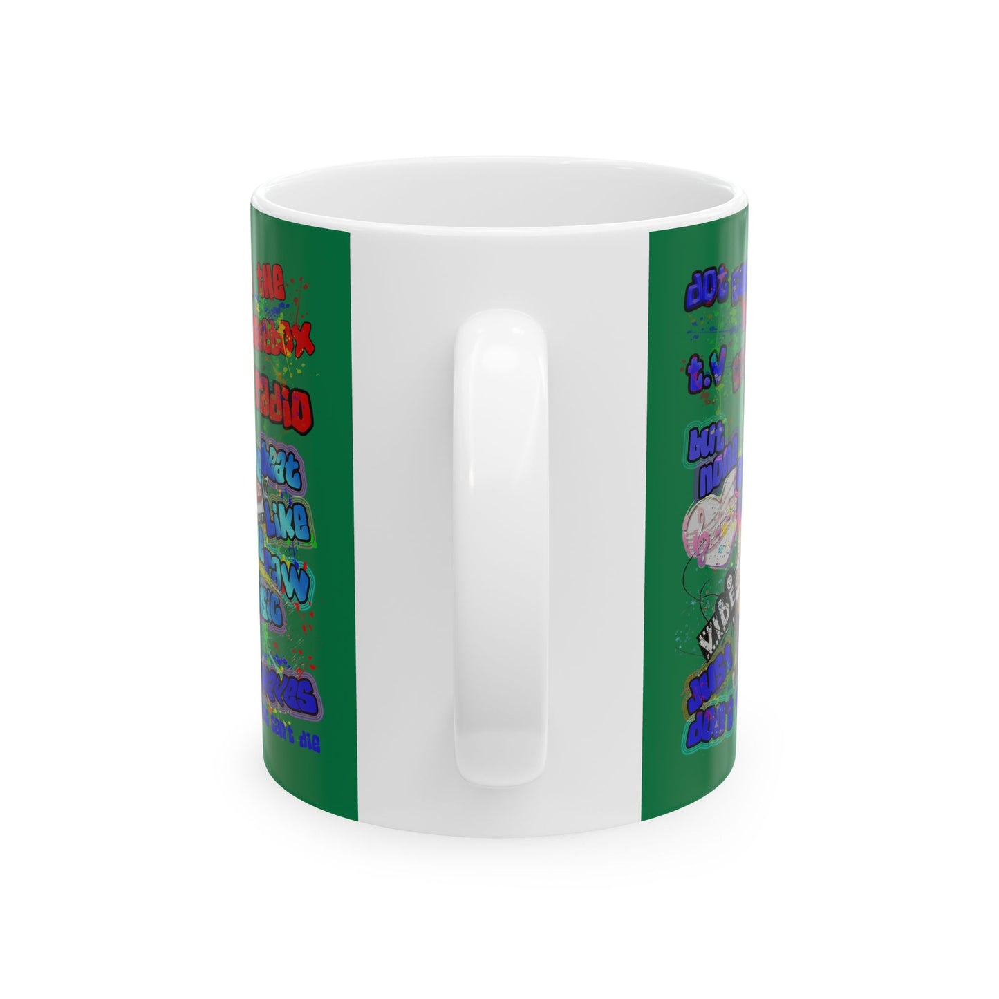 drop the beat - White Mug (dark green)