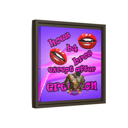 hoes b4 bros - framed canvas art (purple-pink wave)