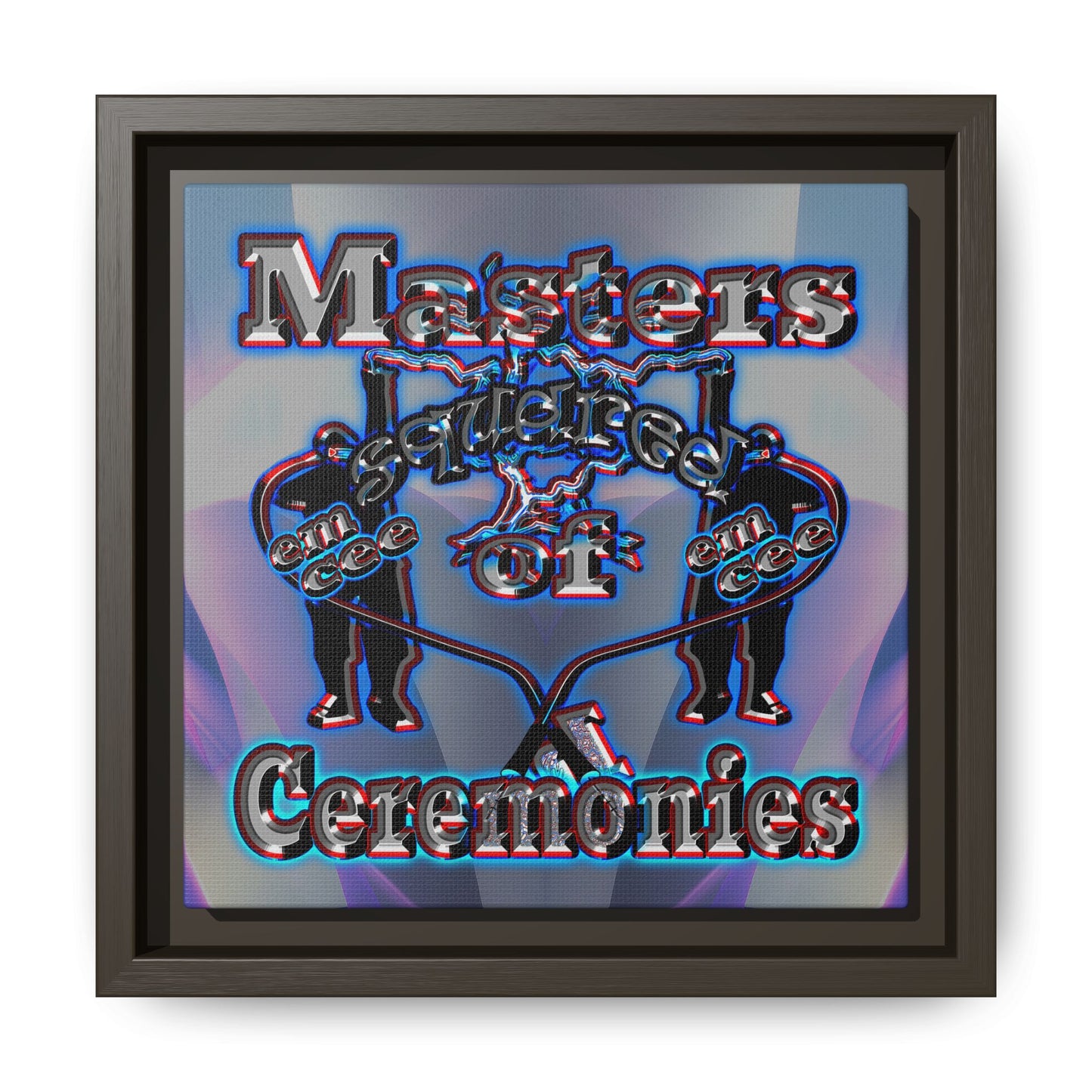 em cee squared - framed canvas art (grey-pink wave)