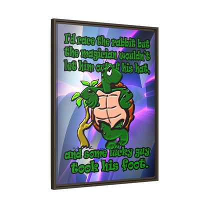 turtle race - framed canvas art (grey-pink wave)