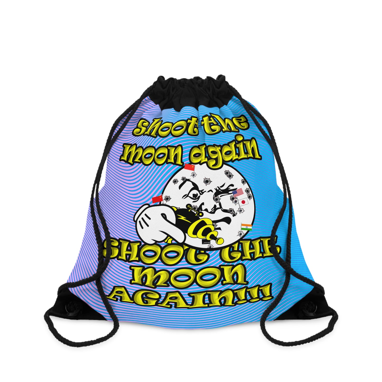 shoot the moon again - Drawstring Bag (light blue-purple wave)