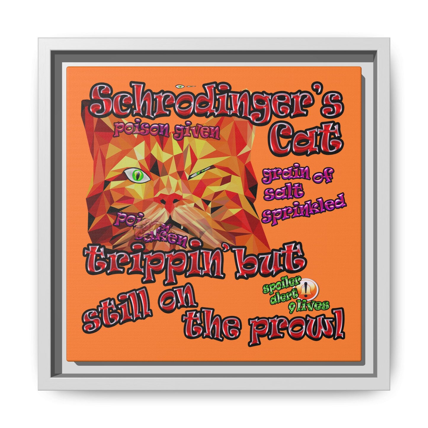 schrodinger's cat - framed canvas art (crusta)