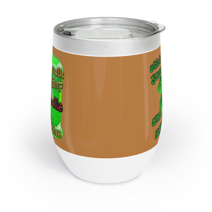 celtics logo - Chill Wine Tumbler (light brown)