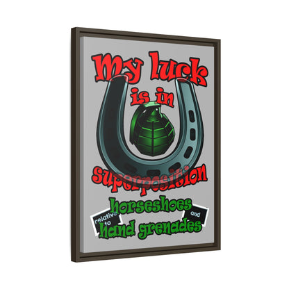 my luck - framed canvas art (light grey)