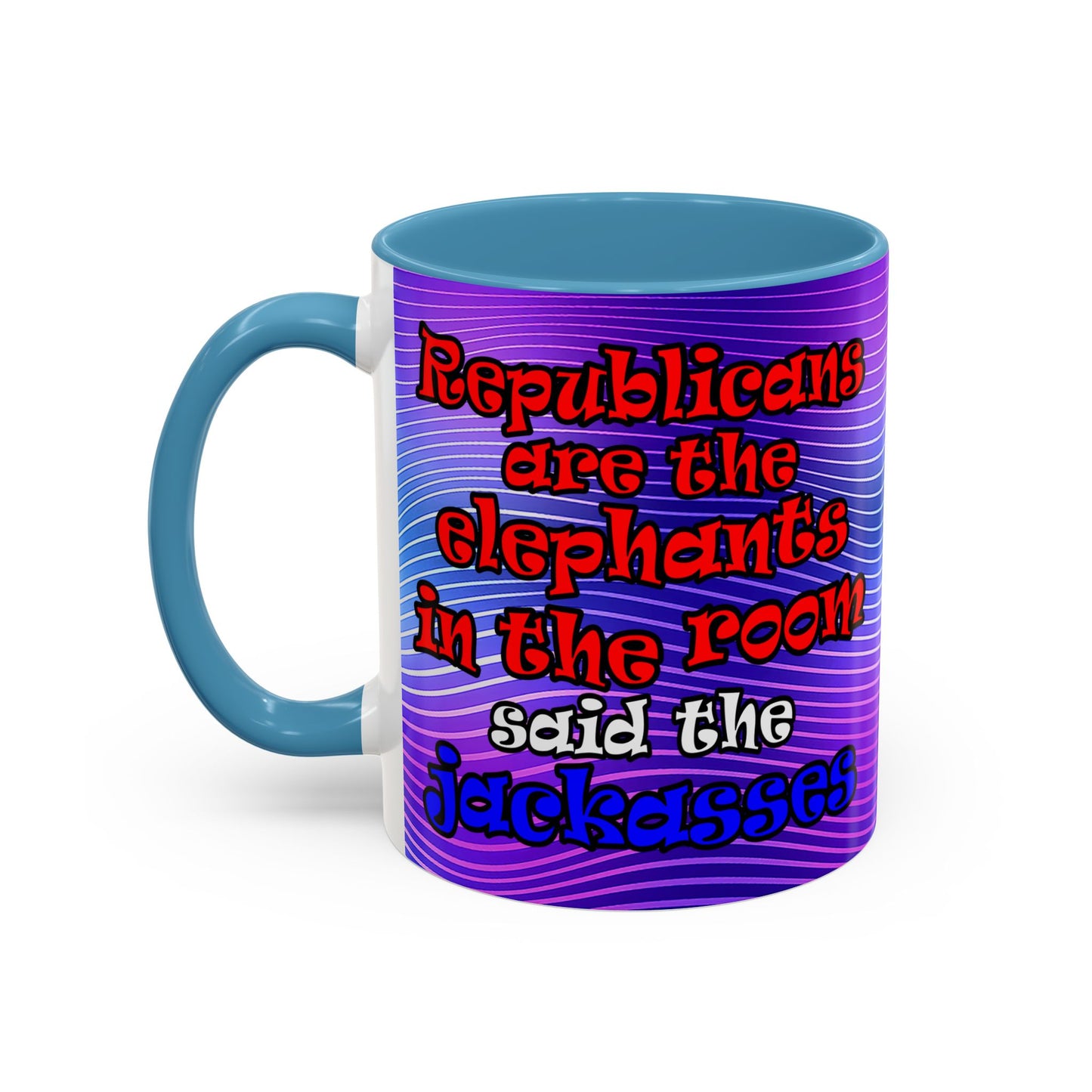 donkeys and elephants - Accent Mug (purple wave)