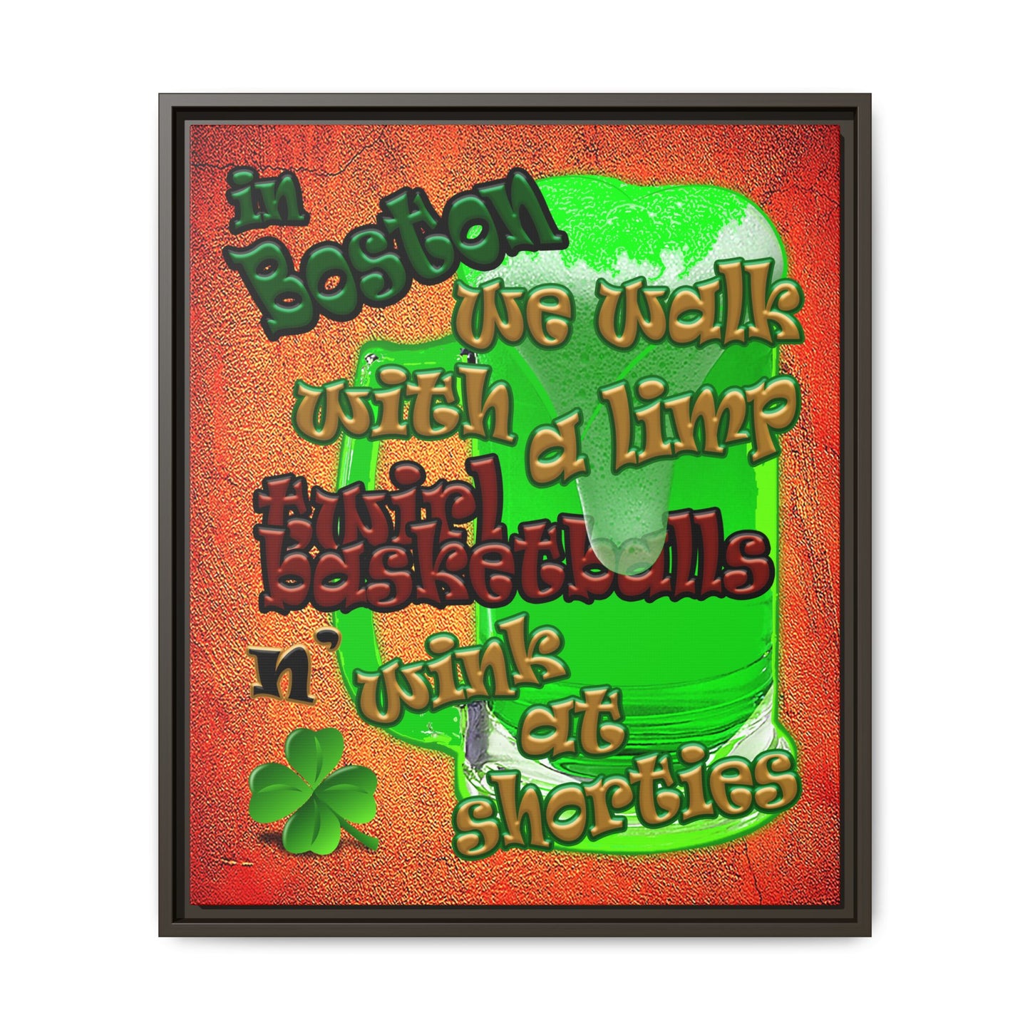 celtics logo - framed canvas art (burnt orange)