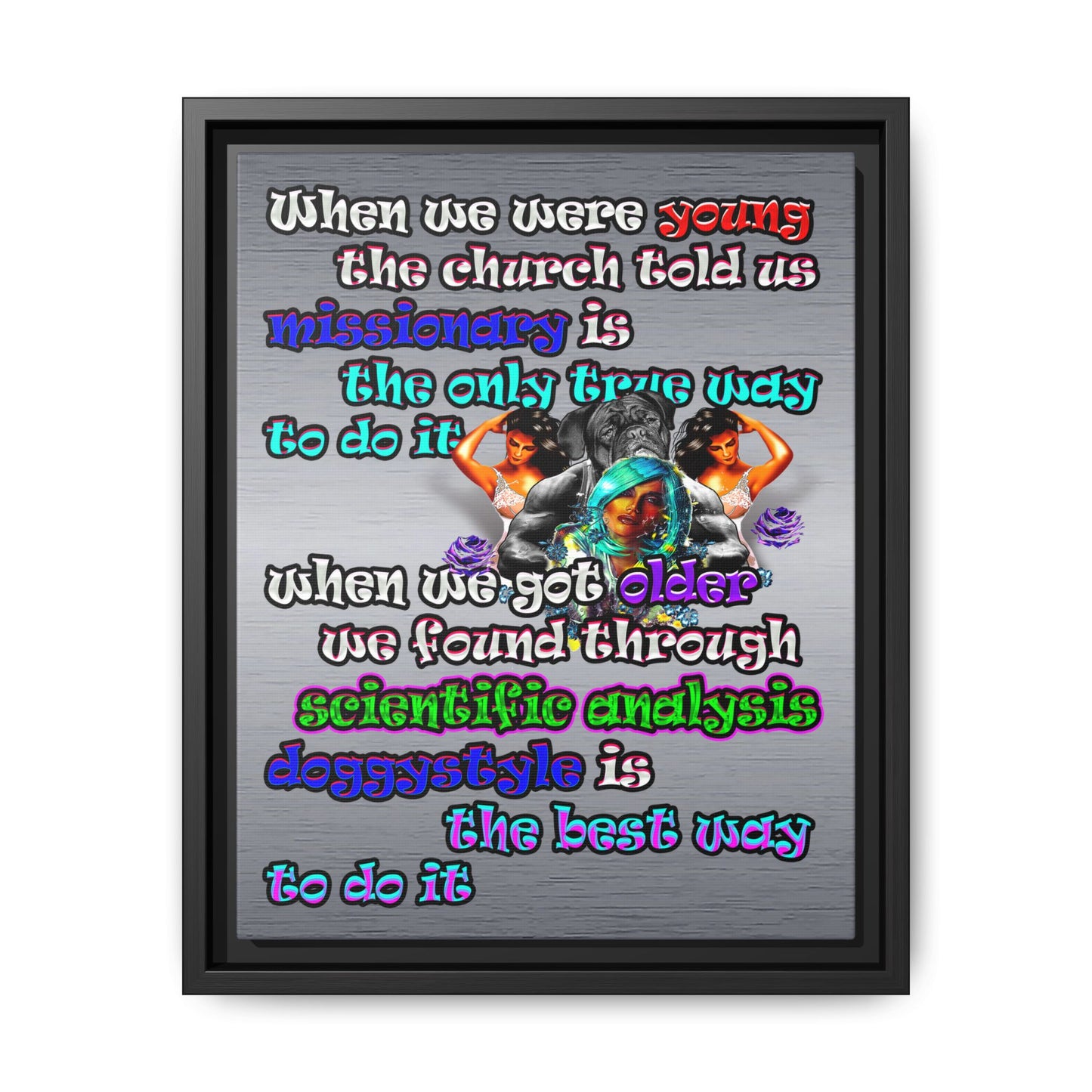 doggystyle - framed canvas art (brushed nickel)