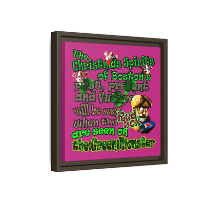 christmas spirits of boston - framed canvas art (pink)