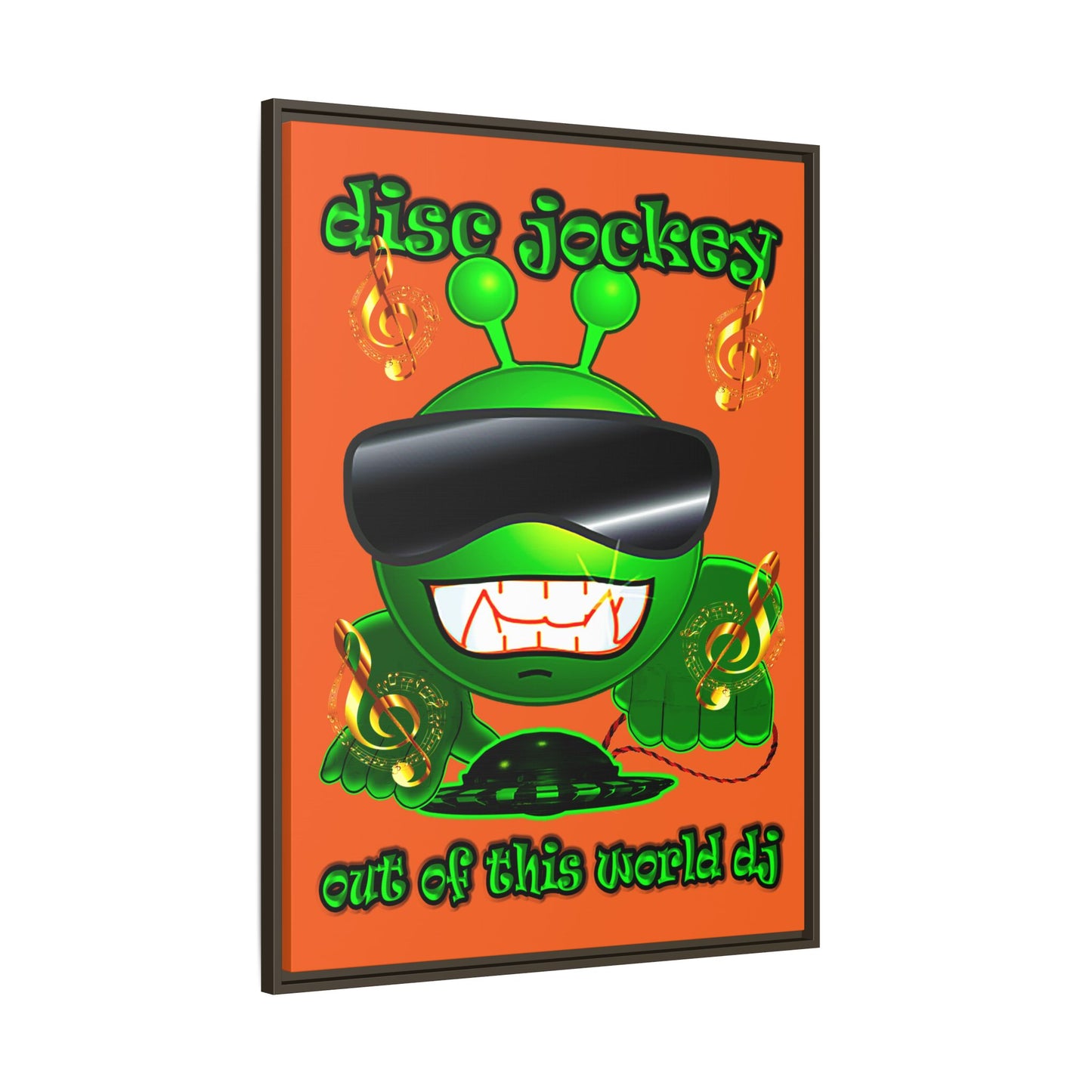 disc jockey - framed canvas art (orange)