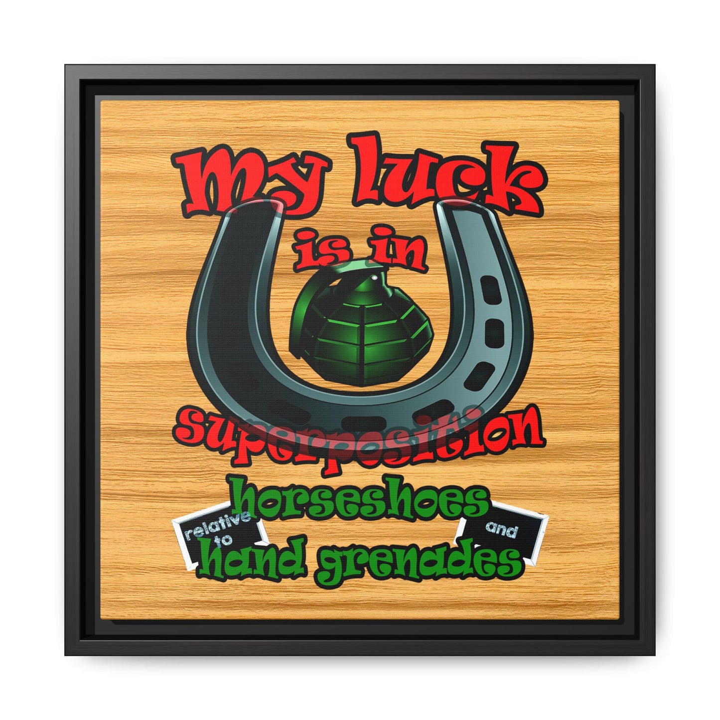my luck - framed canvas art (butterscotch wood finish)
