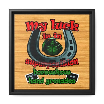 my luck - framed canvas art (butterscotch wood finish)