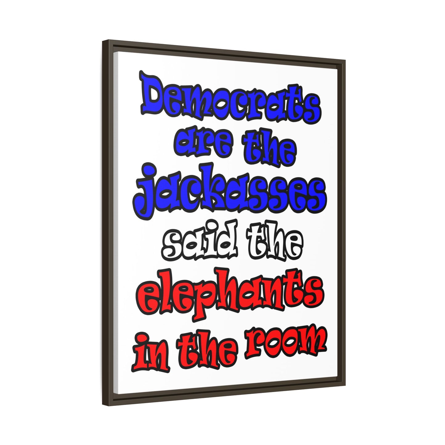 donkeys and elephants - framed canvas art (white)