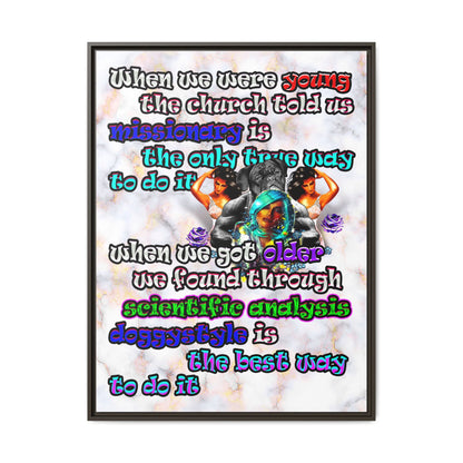 doggystyle - framed canvas art (white marble)