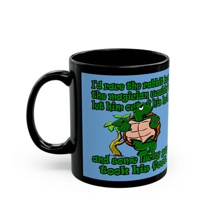 turtle race - Black Mug (light blue)