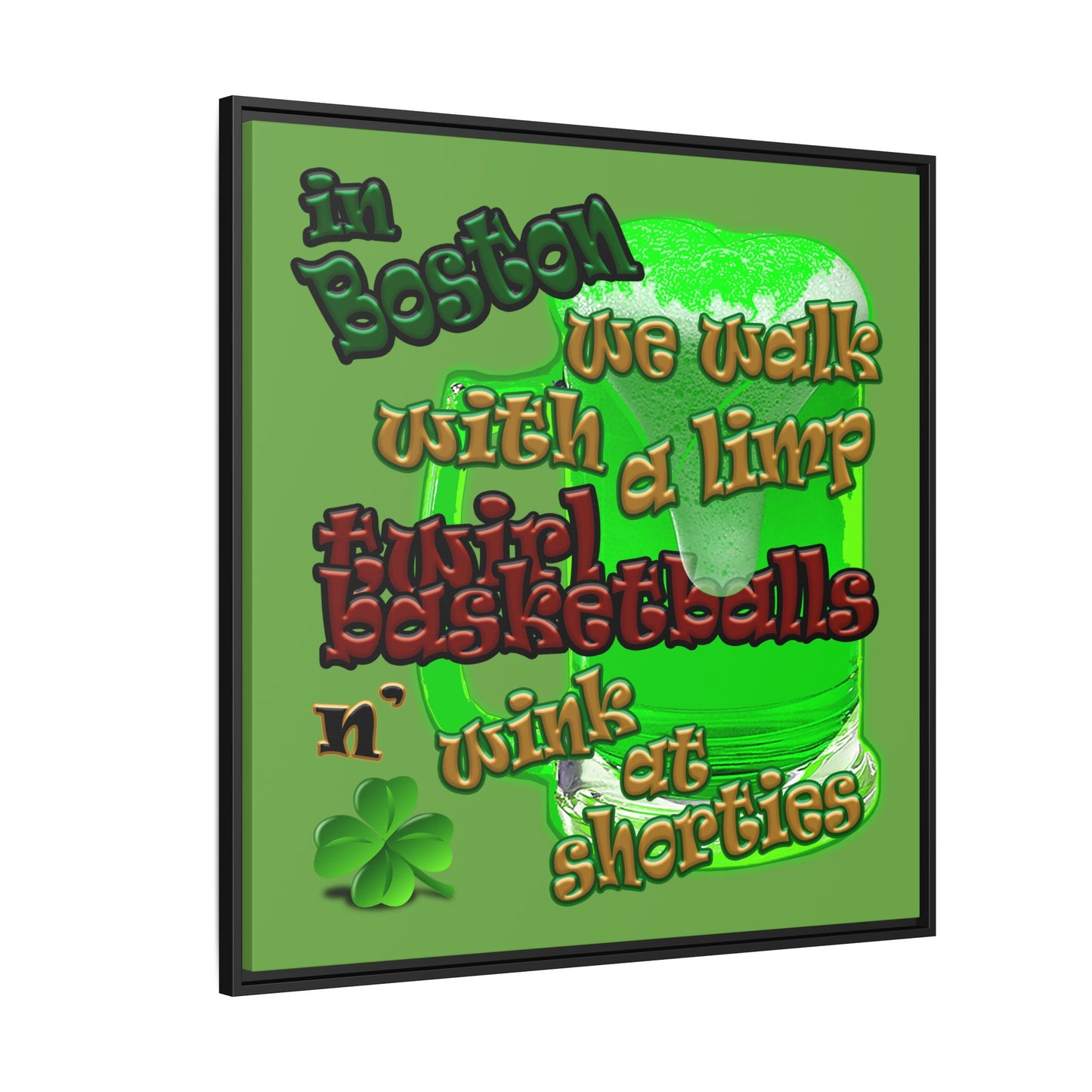 celtics logo - framed canvas art (green)