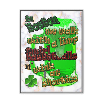 celtics logo - framed canvas art (white marble)