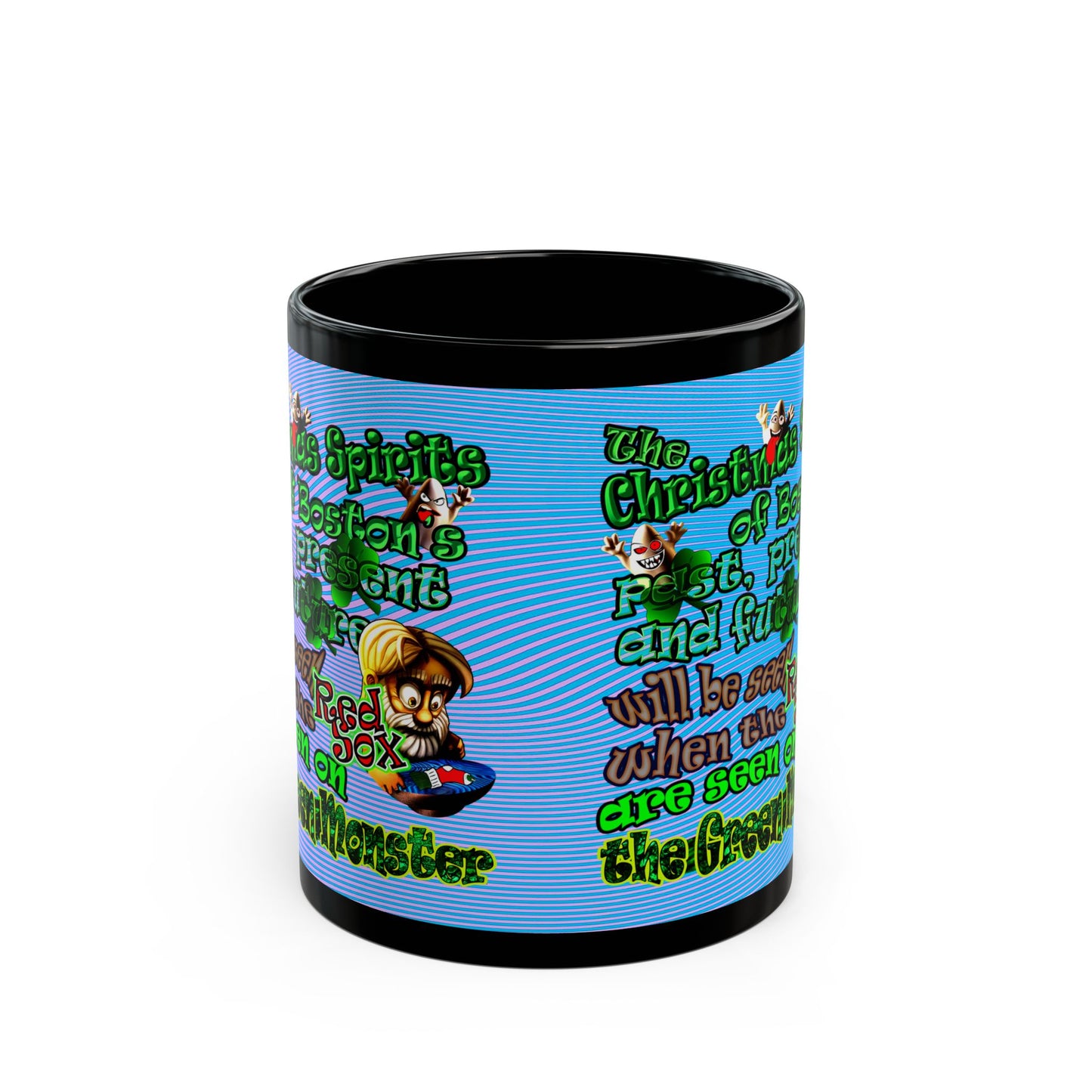 christmas spirits of boston - Black Mug (light blue-purple wave)
