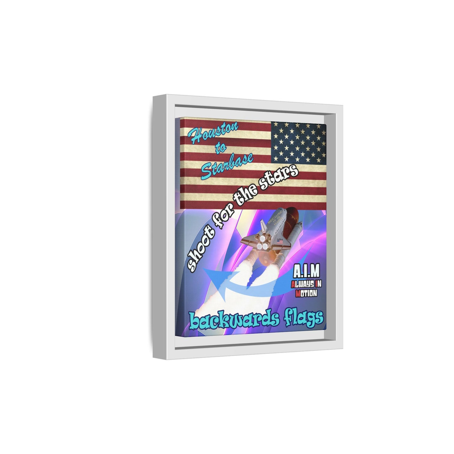 shoot for the stars - framed canvas art (grey-pink wave)