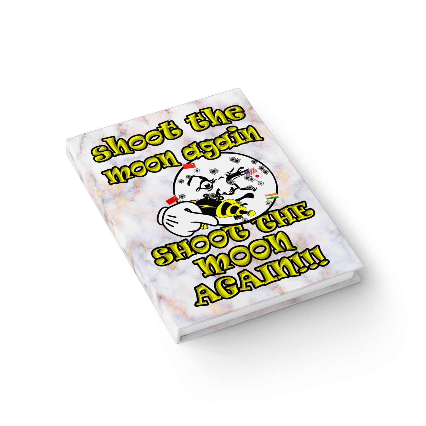 shoot the moon again - journal-blank (white marble)