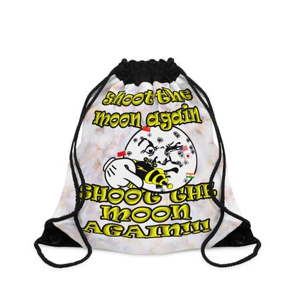 shoot the moon again - Drawstring Bag (white marble)