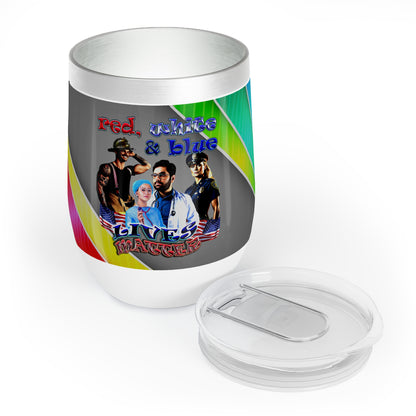 rw&b lives matter - Chill Wine Tumbler (rainbow split)
