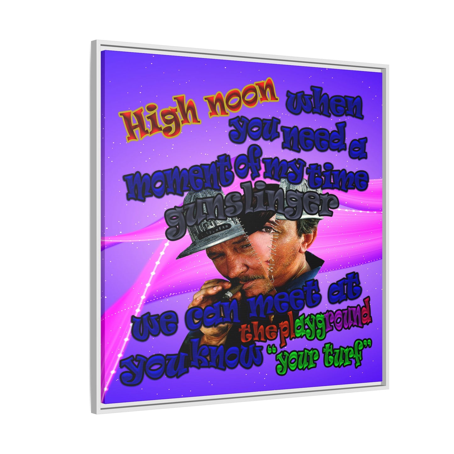 high noon - framed canvas art (purple-pink wave)