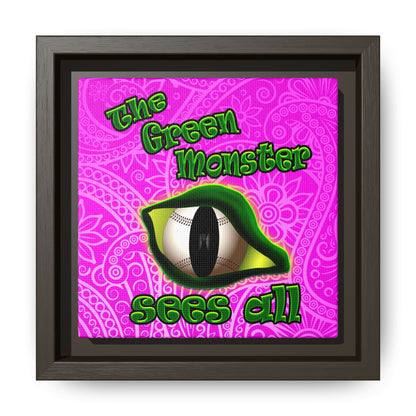 green monster - framed canvas art (pink swirl)