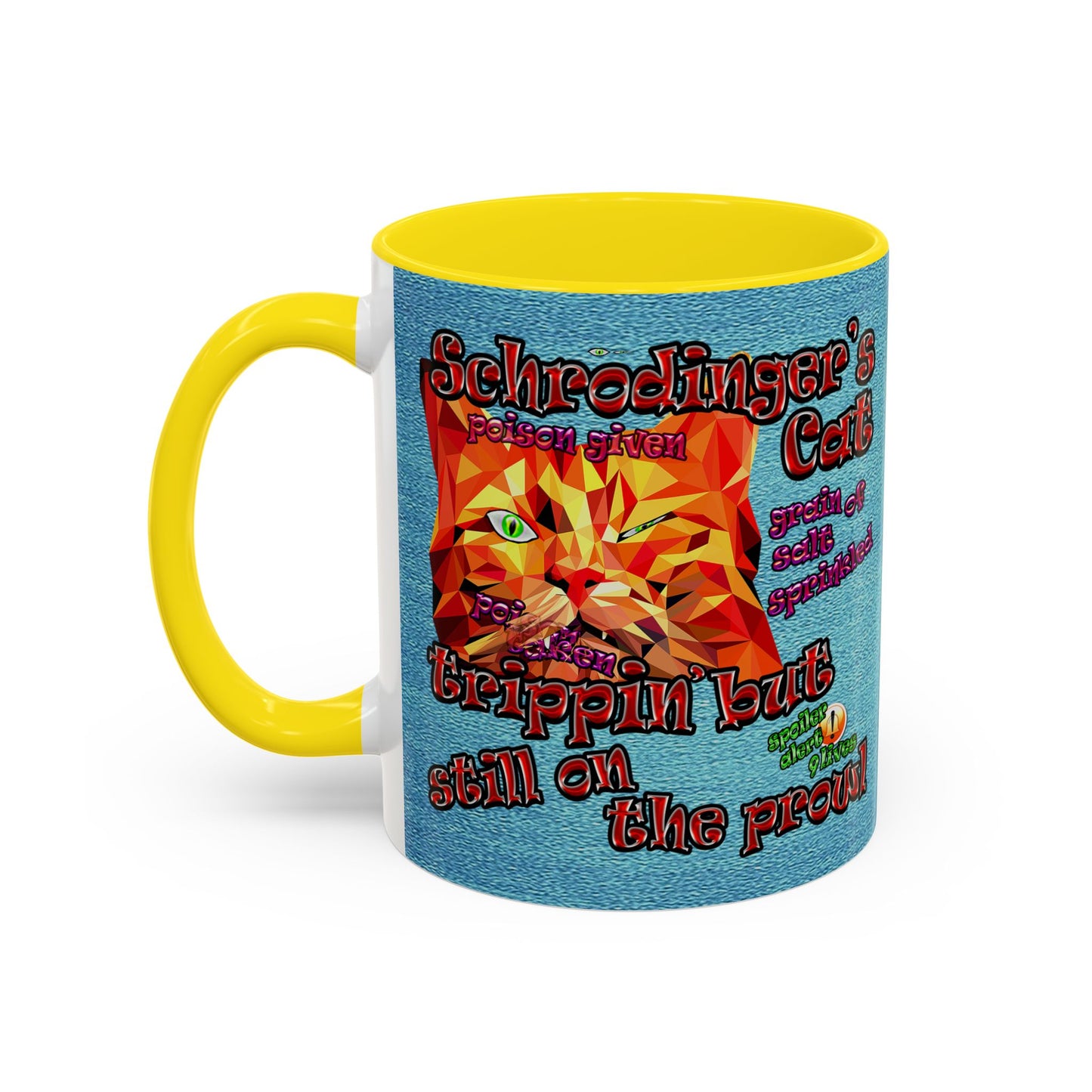 schrodinger's cat - Accent Mug (faded blue)