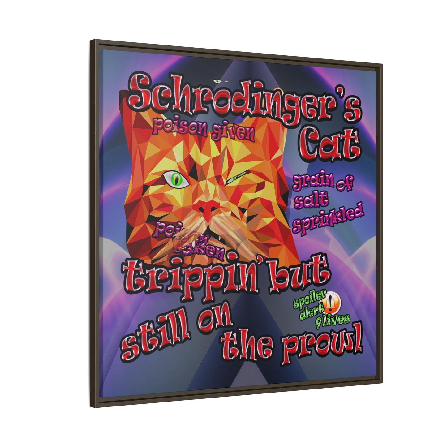 schrodinger's cat - framed canvas art (grey-pink wave)