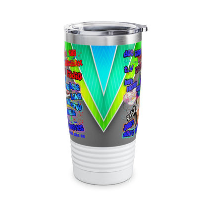 drop the beat - Ringneck Tumbler, 20oz  (rainbow split)