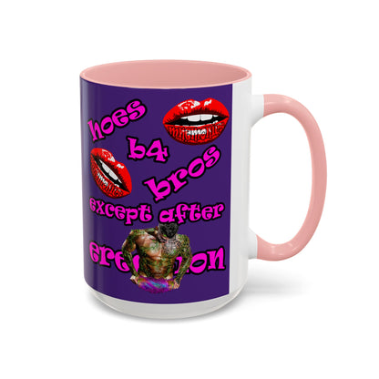hoes b4 bros - Accent Mug (purple)