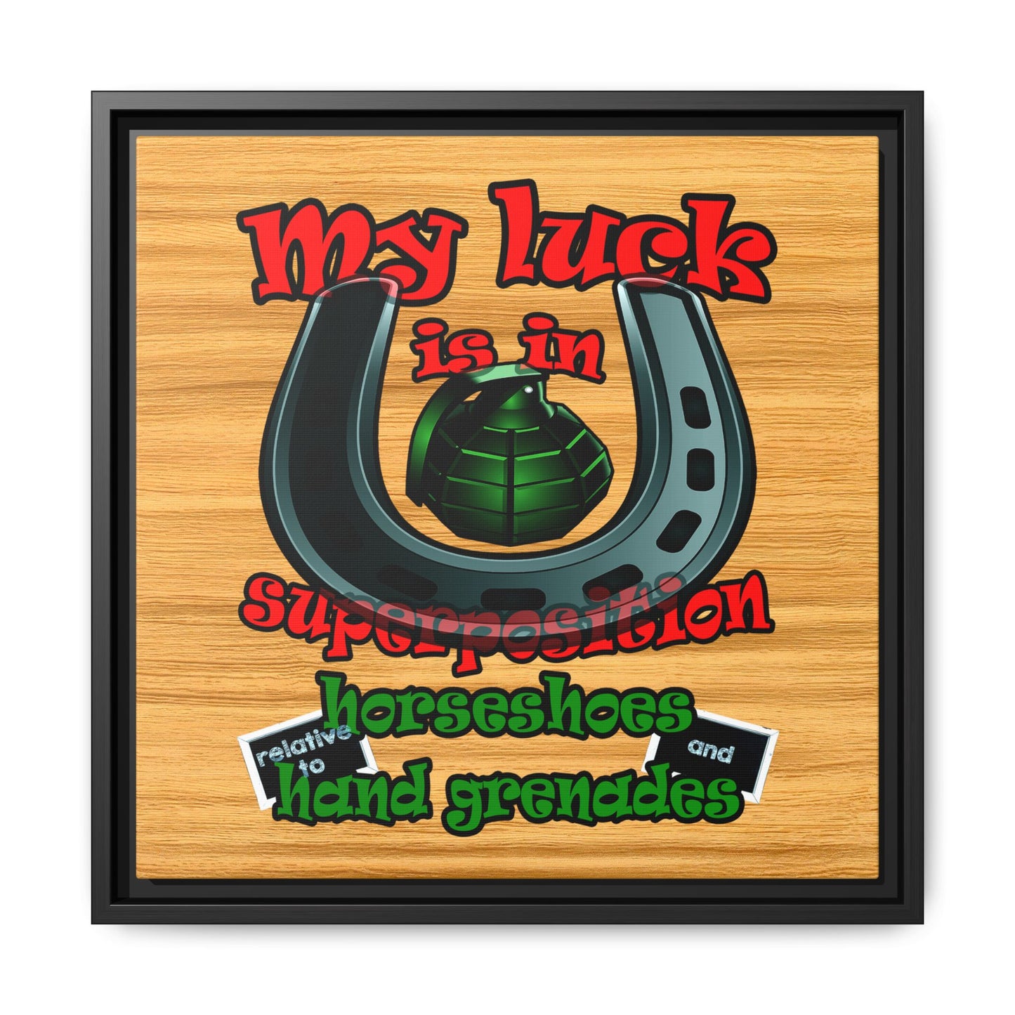my luck - framed canvas art (butterscotch wood finish)