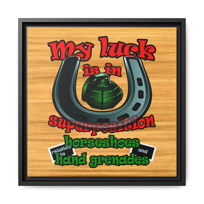 my luck - framed canvas art (butterscotch wood finish)